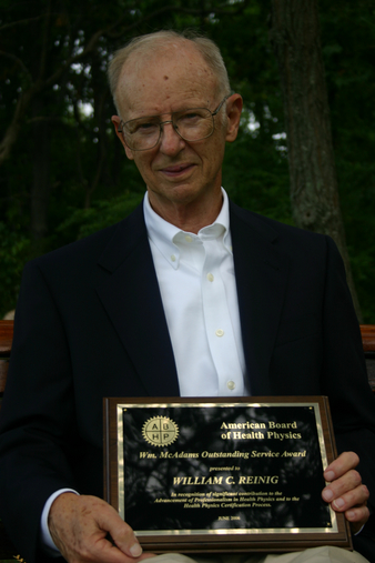 2006 McAdams Awardee Bill Reinig with his plaque 