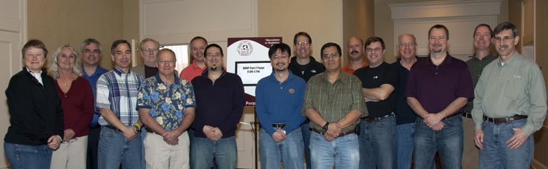 Photo from 2012 Meeting: (l to r): Sarah Hoover, Kathleen Dinnel-Jones, Greg Jones, Panel Chair Glenn Sturchio, Pat Roach, Panel Vice Chair Wayne Gaul, Rick Adams, Bryan Lemieux, Wei-Hsung Wang, John Buddenbaum, Past Panel Chair Dan Menchaca, Matt Arno, Shawn Googins, John Bliss, Derek Favret, Allen Mabry, Dennis Quinn.