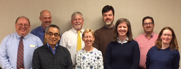 Photo from 2018 Midyear Meeting: (l to r): AAHP President-Elect Andy Miller, AAHP Director Gus Potter, AAHP Director Toshihide Ushino, AAHP Past President Kyle Kleinhans, AAHP President Kathy Pryor, AAHP Treasurer Scott Schwahn, AAHP Director Rebecca Grabarkewitz, ABHP Board Member Jay Tarzia, AAHP Secretary Janet Gutierrez